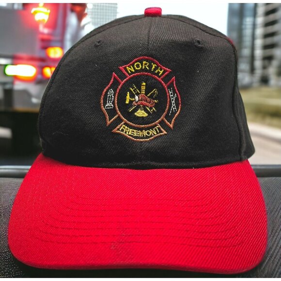 North Freemont Fire Department Snapback Hat Ashton Idaho Baseball Cap Black Red - Picture 1 of 8